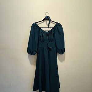 Vixen by Micheline Pitt  Dark Teal Long Sleeve “Vacation” Dress